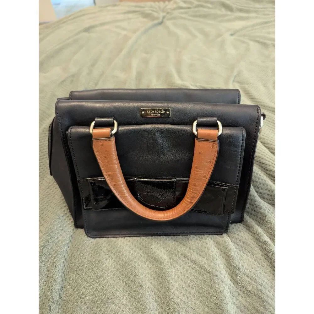 Kate Spade Little Kennedy Bow Bridge Leather Black Shoulder Bag Purse $450